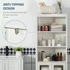 Tall Bathroom Storage Cabinet with 3-Tier Open Shelves and Freestanding Linen Tower