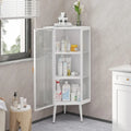 22.25" Floor Corner Cabinet with Tempered Glass Doors and Storage Shelves