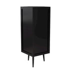 22.25" Floor Corner Cabinet with Tempered Glass Doors and Storage Shelves