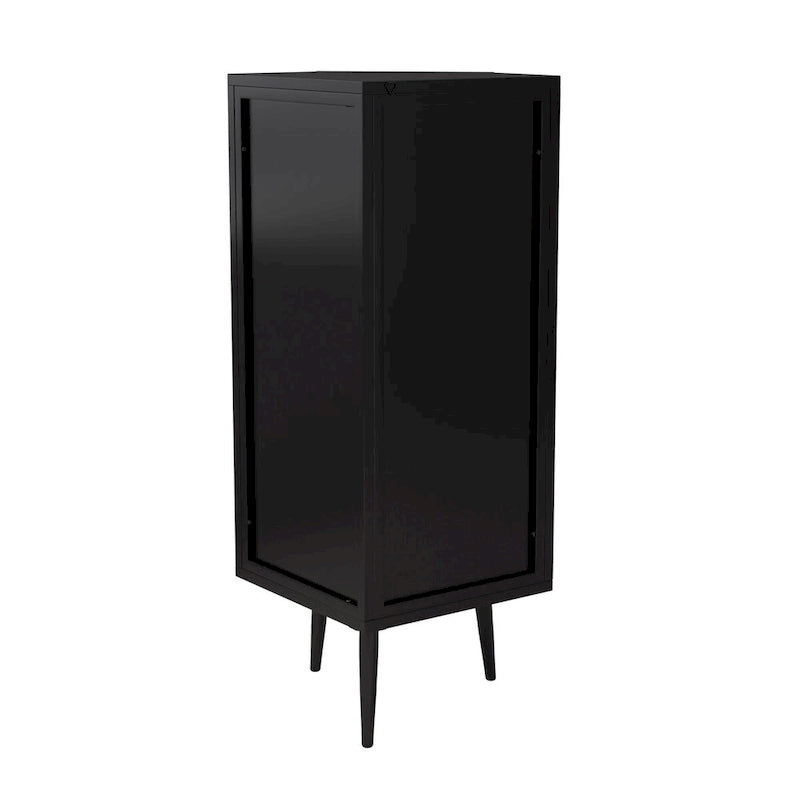 22.25" Floor Corner Cabinet with Tempered Glass Doors and Storage Shelves