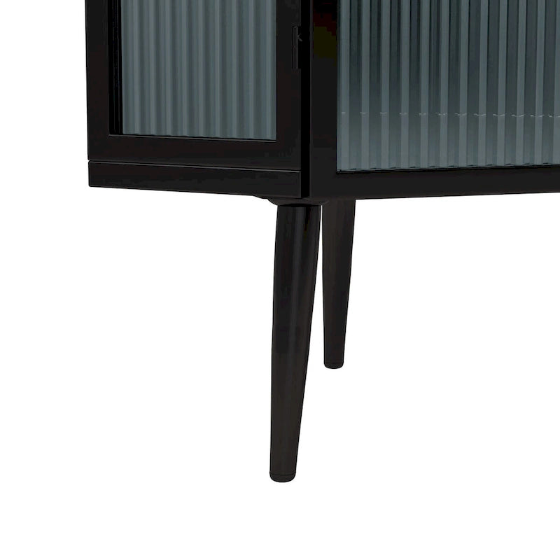 22.25" Floor Corner Cabinet with Tempered Glass Doors and Storage Shelves