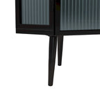 22.25" Floor Corner Cabinet with Tempered Glass Doors and Storage Shelves