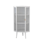 22.25" Floor Corner Cabinet with Tempered Glass Doors and Storage Shelves