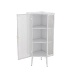 22.25" Floor Corner Cabinet with Tempered Glass Doors and Storage Shelves