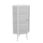 22.25" Floor Corner Cabinet with Tempered Glass Doors and Storage Shelves