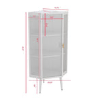 22.25" Floor Corner Cabinet with Tempered Glass Doors and Storage Shelves