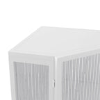 22.25" Floor Corner Cabinet with Tempered Glass Doors and Storage Shelves