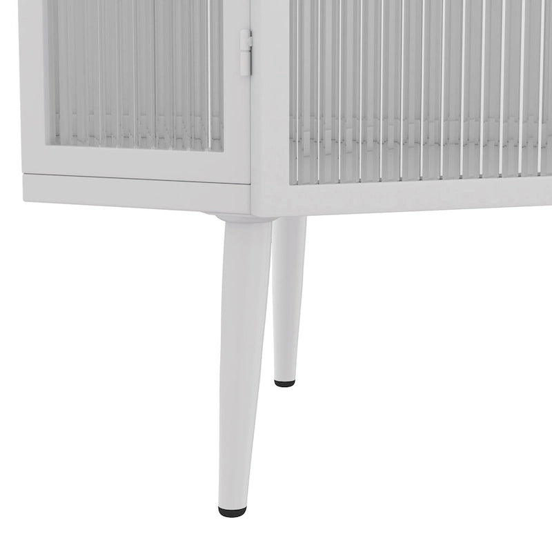 22.25" Floor Corner Cabinet with Tempered Glass Doors and Storage Shelves