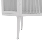 22.25" Floor Corner Cabinet with Tempered Glass Doors and Storage Shelves