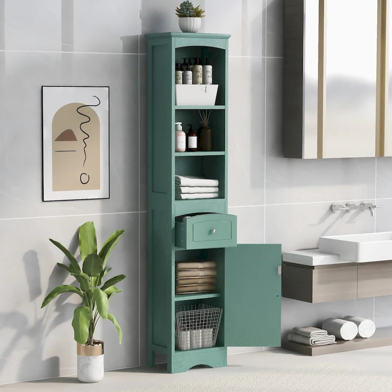 Hoher Badezimmerschrank mit Schublade und verstellbarem Einlegeboden