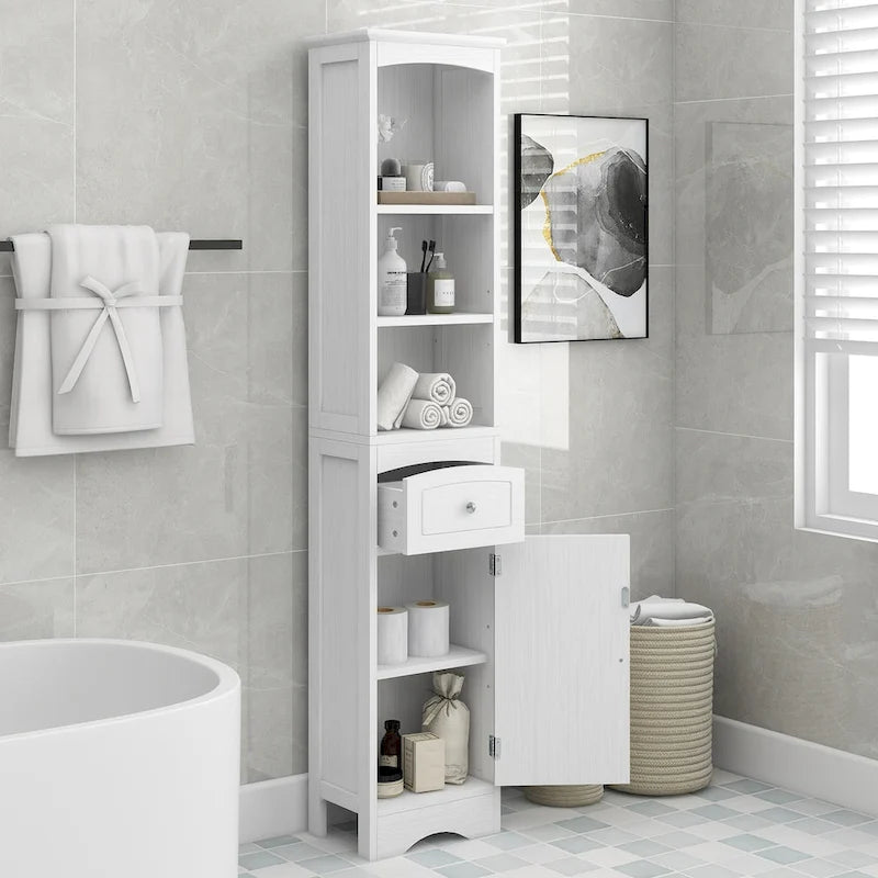 Hoher Badezimmerschrank mit Schublade und verstellbarem Einlegeboden