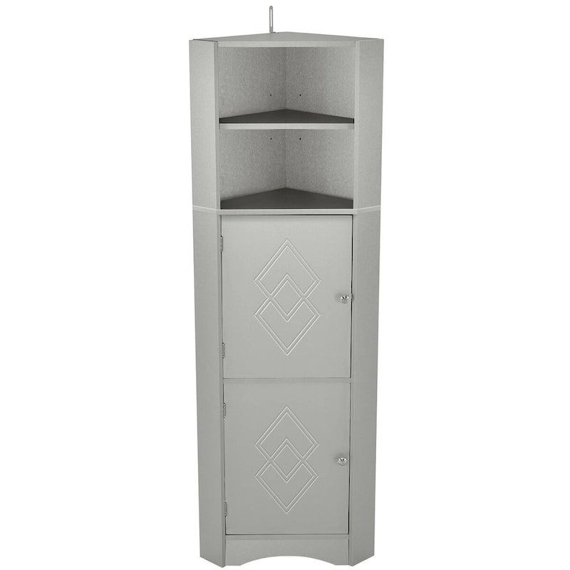 Tall Corner Bathroom Cabinet with Doors and Adjustable Shelves