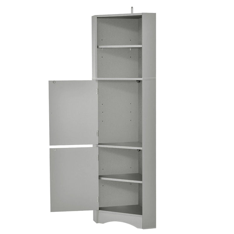 Tall Corner Bathroom Cabinet with Doors and Adjustable Shelves