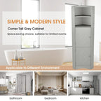 Tall Corner Bathroom Cabinet with Doors and Adjustable Shelves