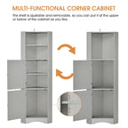 Tall Corner Bathroom Cabinet with Doors and Adjustable Shelves