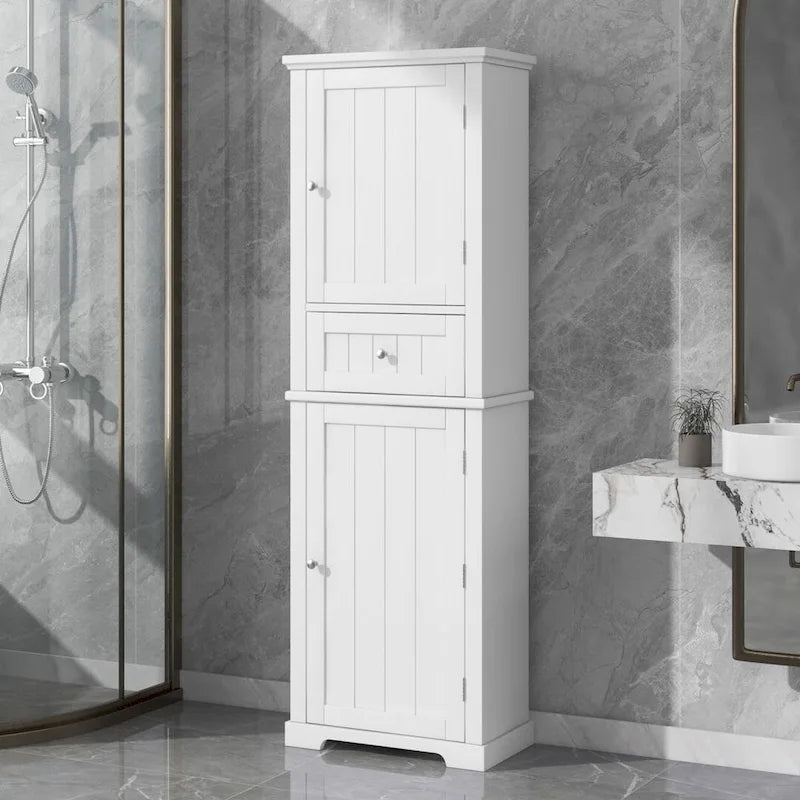 Freestanding Bathroom Storage Cabinet with Drawer and Adjustable Shelf