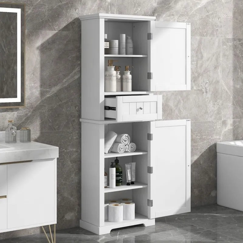 Freestanding Bathroom Storage Cabinet with Drawer and Adjustable Shelf