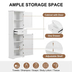 Freestanding Bathroom Storage Cabinet with Drawer and Adjustable Shelf