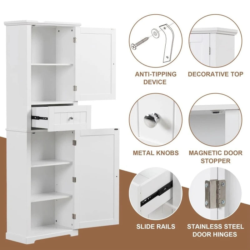 Freestanding Bathroom Storage Cabinet with Drawer and Adjustable Shelf