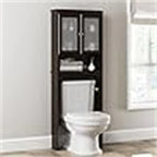 Over-the-Toilet Storage Cabinet with Glass Doors and Adjustable Shelf