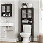 Over-the-Toilet Storage Cabinet with Glass Doors and Adjustable Shelf
