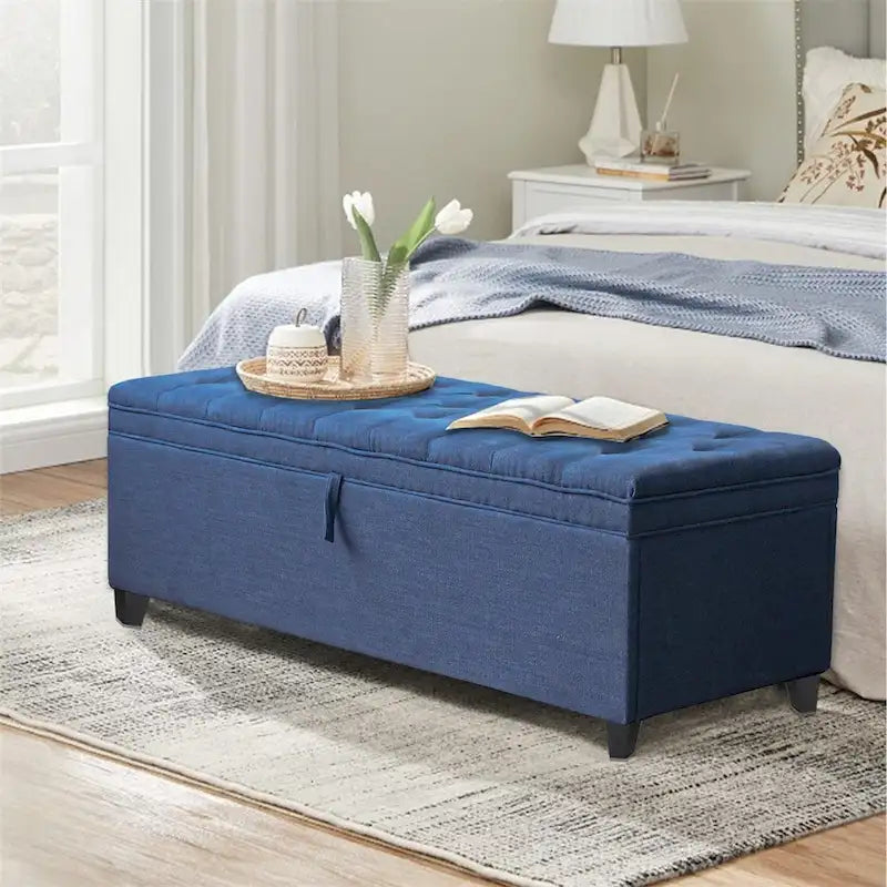Storage Ottoman Bench with Flip-Top Lid and Inner Storage