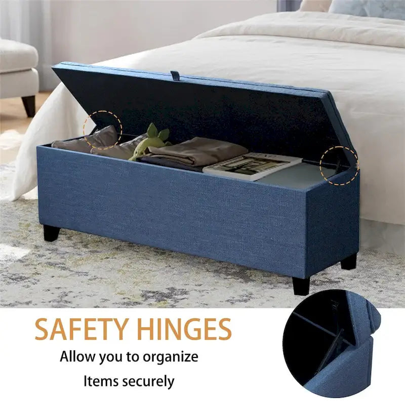 Storage Ottoman Bench with Flip-Top Lid and Inner Storage