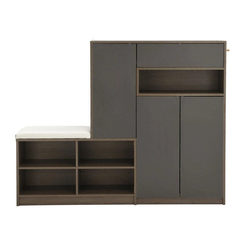 2-in-1 Shoe Storage Bench with Padded Seat and Adjustable Shelves