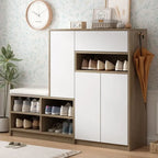2-in-1 Shoe Storage Bench with Padded Seat and Adjustable Shelves