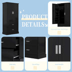 Tall Bathroom Storage Cabinet with Two Doors and Drawers