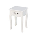White 2-Tier Nightstand with Drawer and Curved Legs