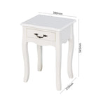 White 2-Tier Nightstand with Drawer and Curved Legs
