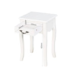 White 2-Tier Nightstand with Drawer and Curved Legs