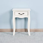 White 2-Tier Nightstand with Drawer and Curved Legs