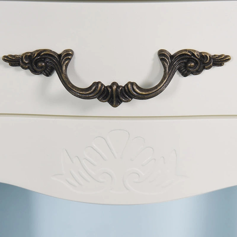 White 2-Tier Nightstand with Drawer and Curved Legs