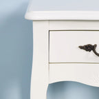 White 2-Tier Nightstand with Drawer and Curved Legs