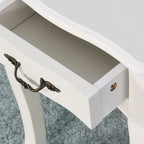 White 2-Tier Nightstand with Drawer and Curved Legs