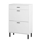 Freestanding Shoe Cabinet with 2 Flip Drawers and Metal Legs