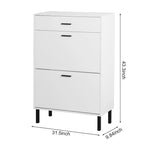 Freestanding Shoe Cabinet with 2 Flip Drawers and Metal Legs