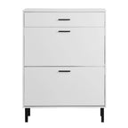 Freestanding Shoe Cabinet with 2 Flip Drawers and Metal Legs