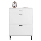 Freestanding Shoe Cabinet with 2 Flip Drawers and Metal Legs