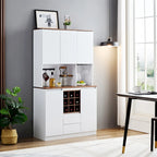 60.9 Farmhouse Coffee Bar Wine Cabinet with Charging Station
