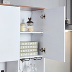 Farmhouse Coffee Bar Wine Cabinet with Charging Station