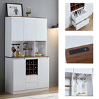 Farmhouse Coffee Bar Wine Cabinet with Charging Station