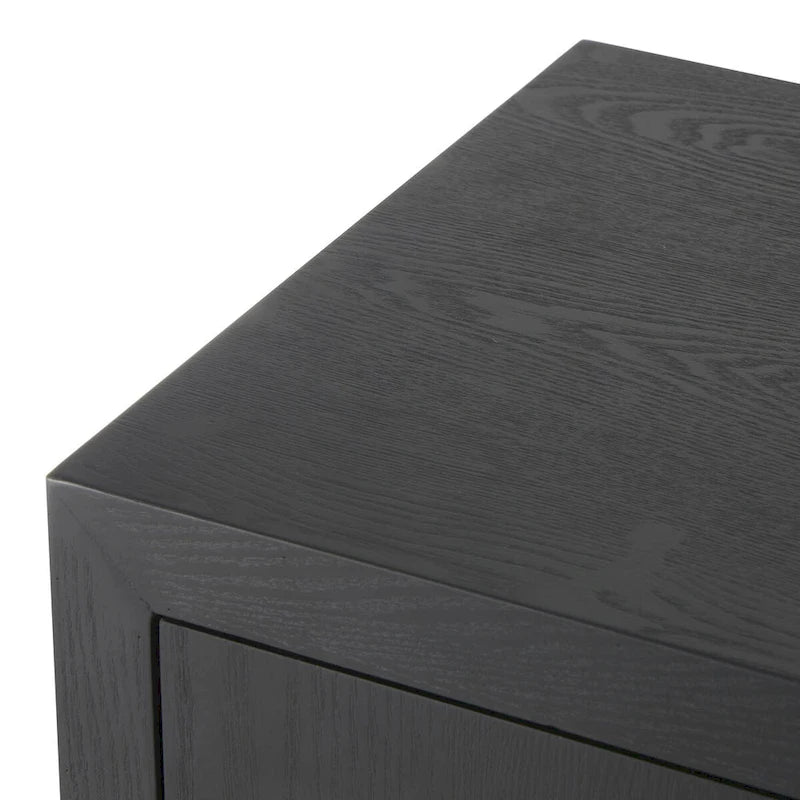Mobile contenitore geometrico Art Déco a 2 ante con pomelli dorati - Nero