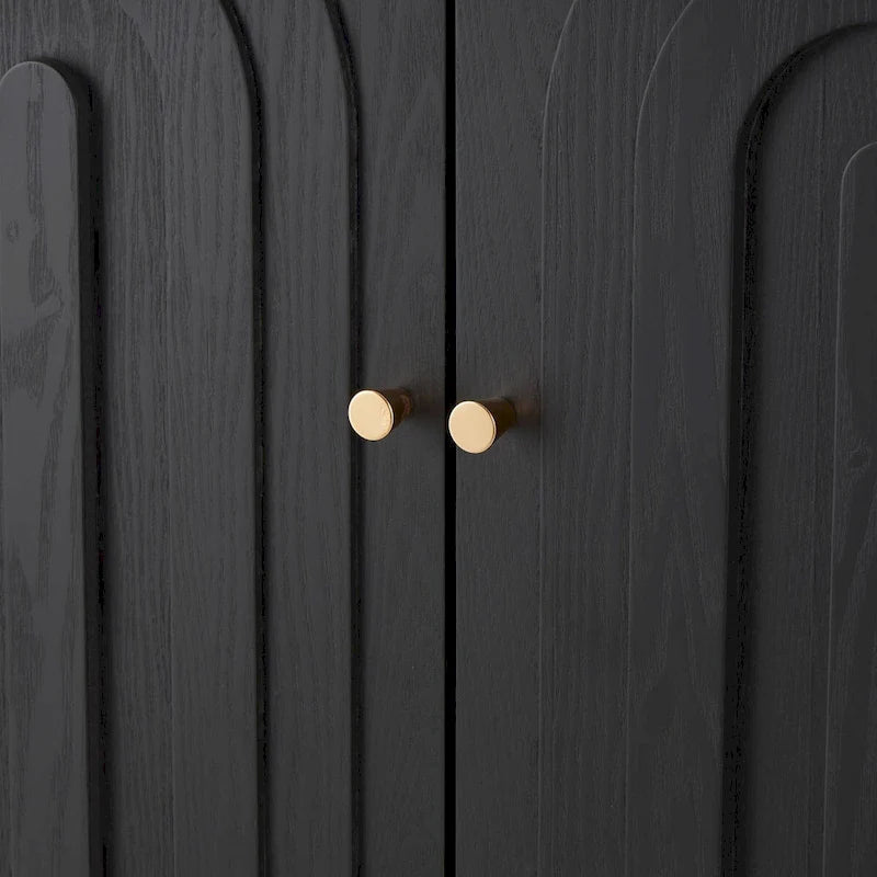 Mobile contenitore geometrico Art Déco a 2 ante con pomelli dorati - Nero